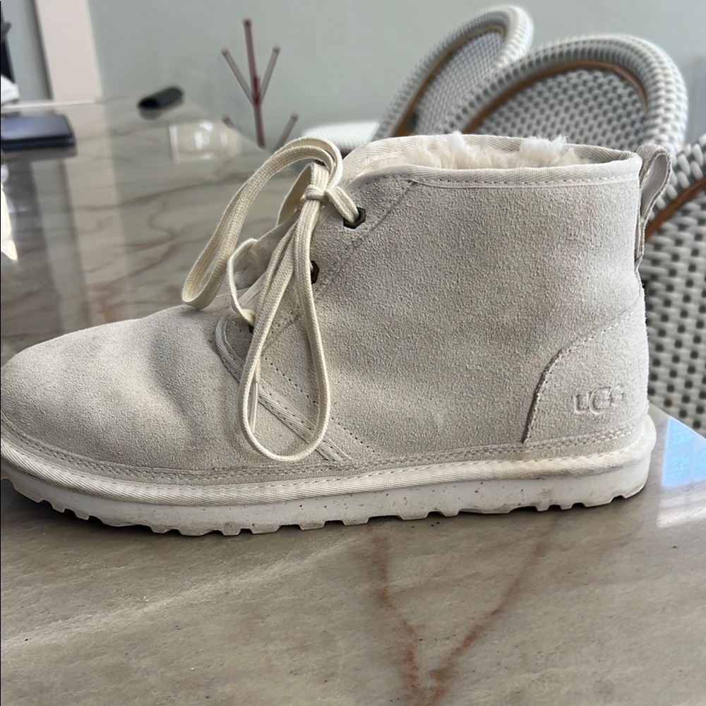 UGG Neumel White Chukka Boots with Suede Upper